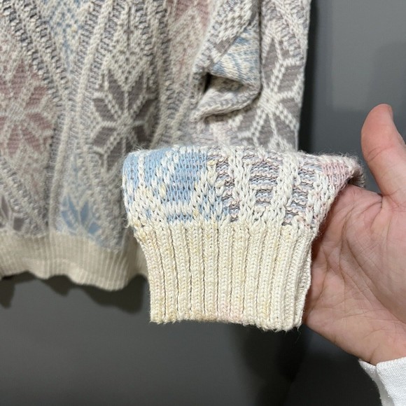 Vtg Koret Womens Pastel Chunky Sweater M Textured Snowflakes Cotton Blend - Picture 5 of 9